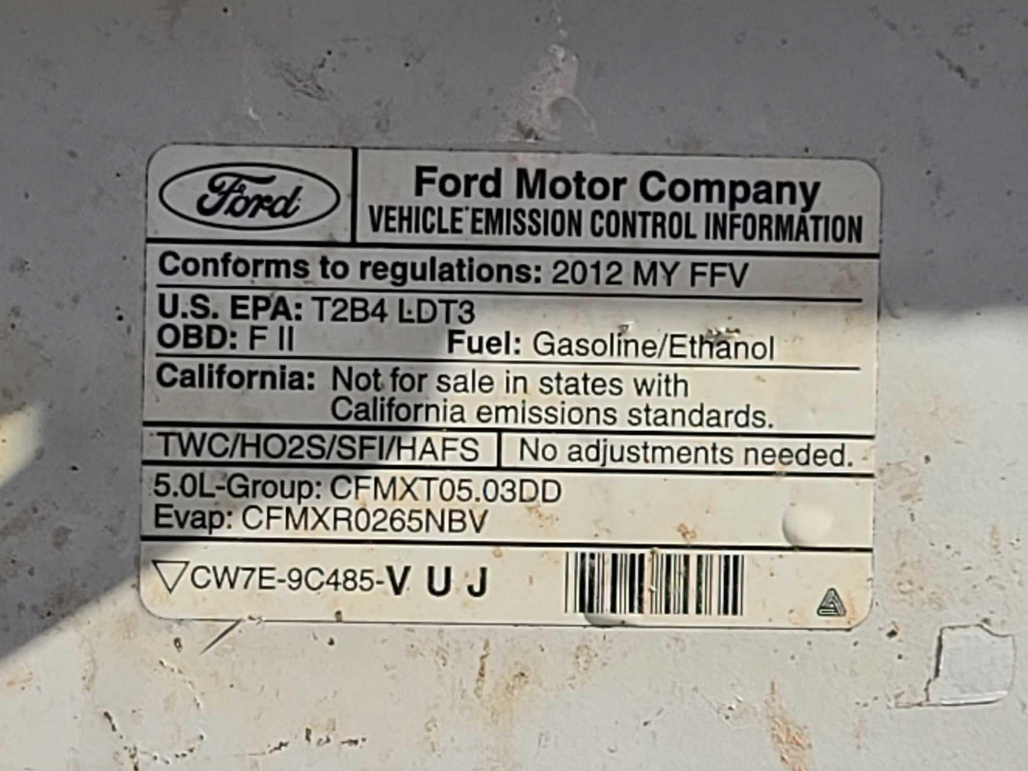 2012 Ford F-150 Pickup Truck, VIN # 1FTFW1EFXCFA00052