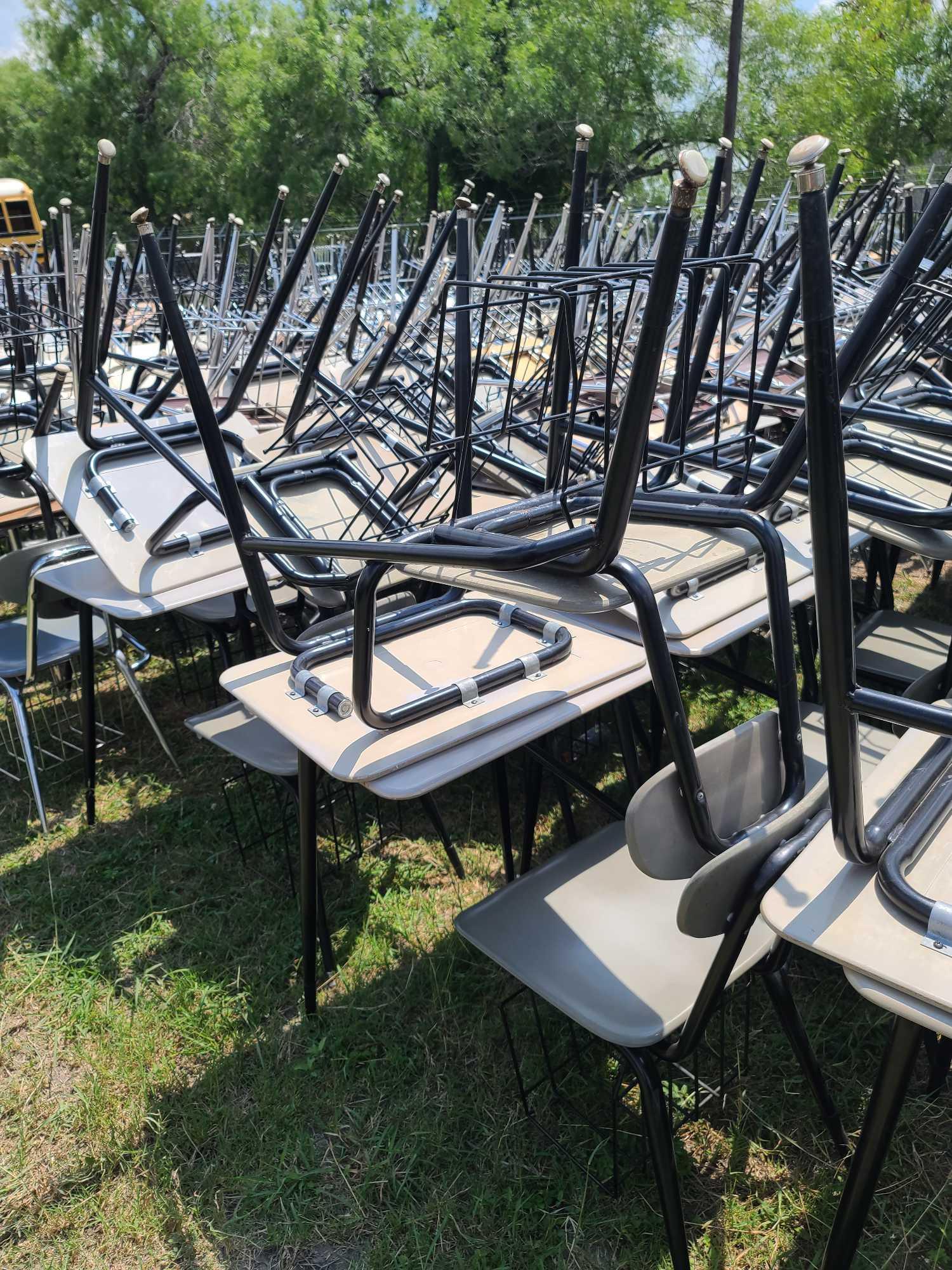 (280) Student Desks with Chairs and Book Baskets