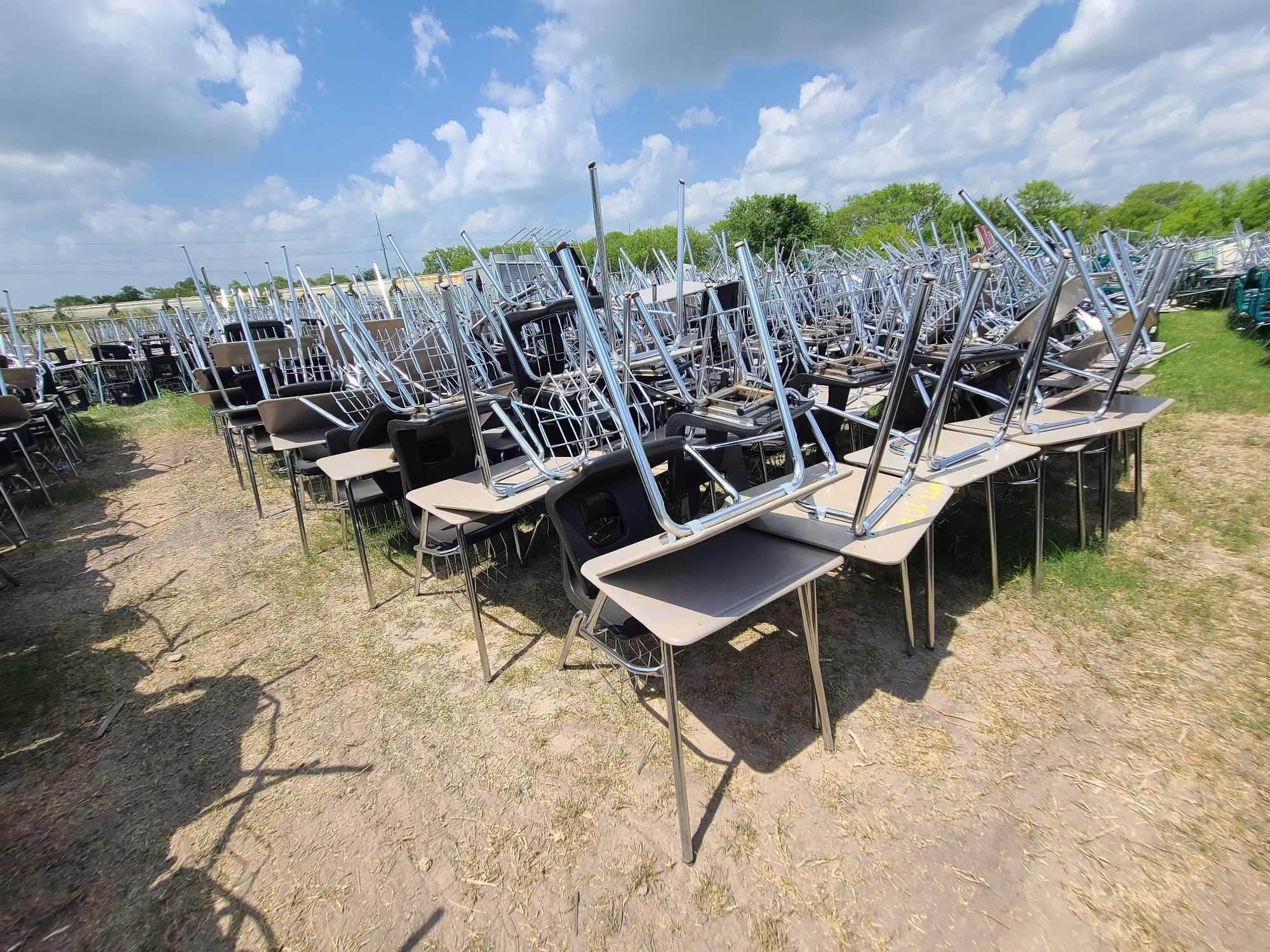 (260) Student Desks with Chairs and Book Baskets