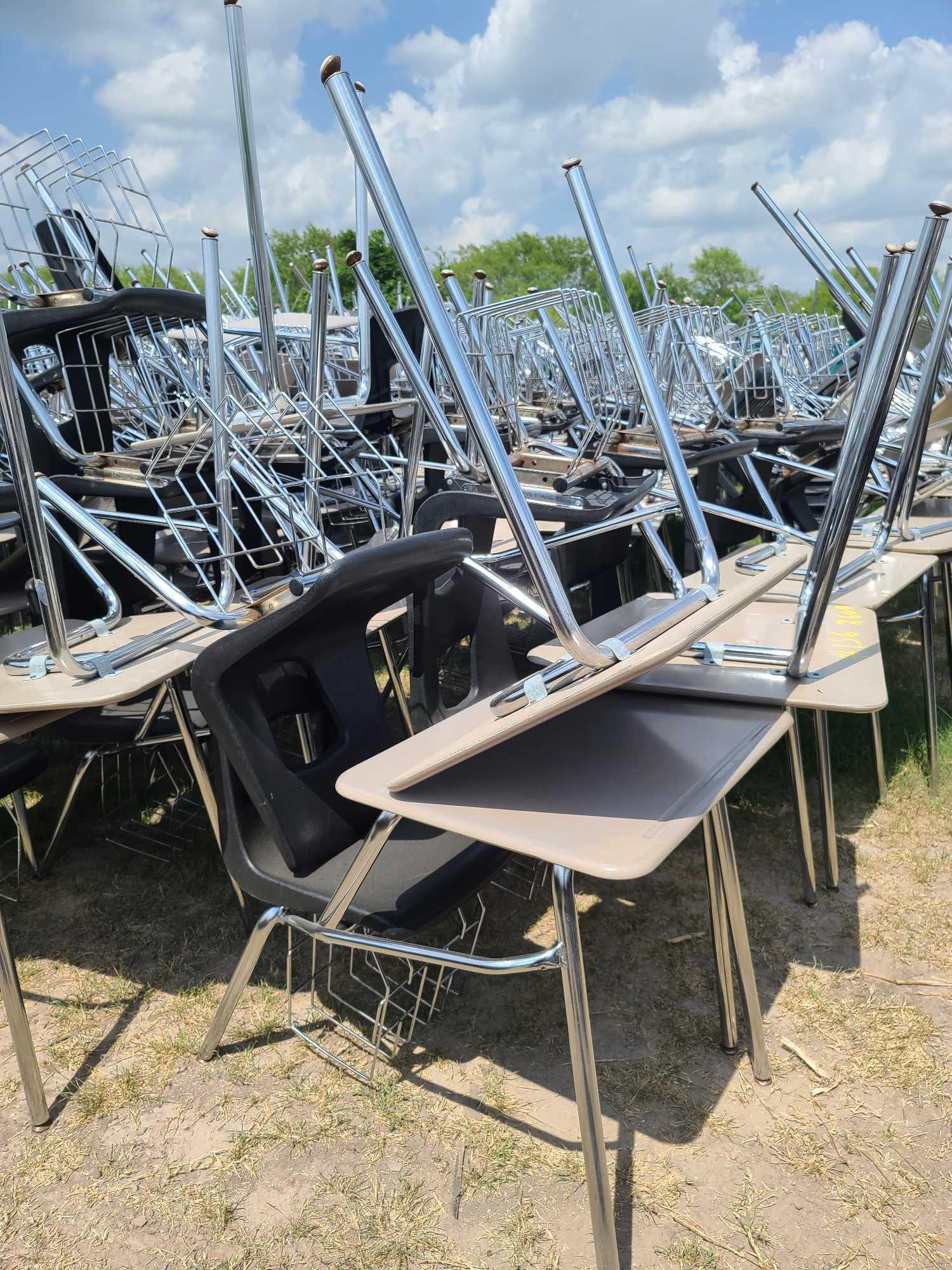 (260) Student Desks with Chairs and Book Baskets