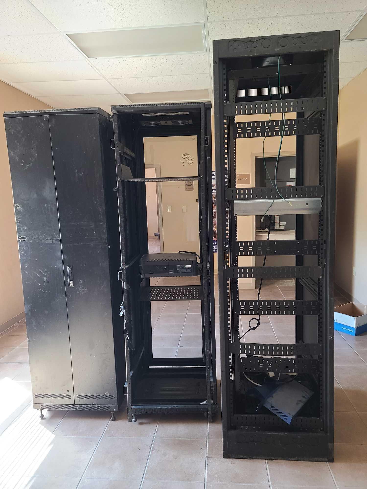 (2) Network Towers(3) Netgear ProSafe Switches, Storage Cabinet, APC Power Outlet