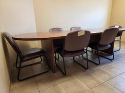 Wooden Oval Conference Table, (6) Chairs