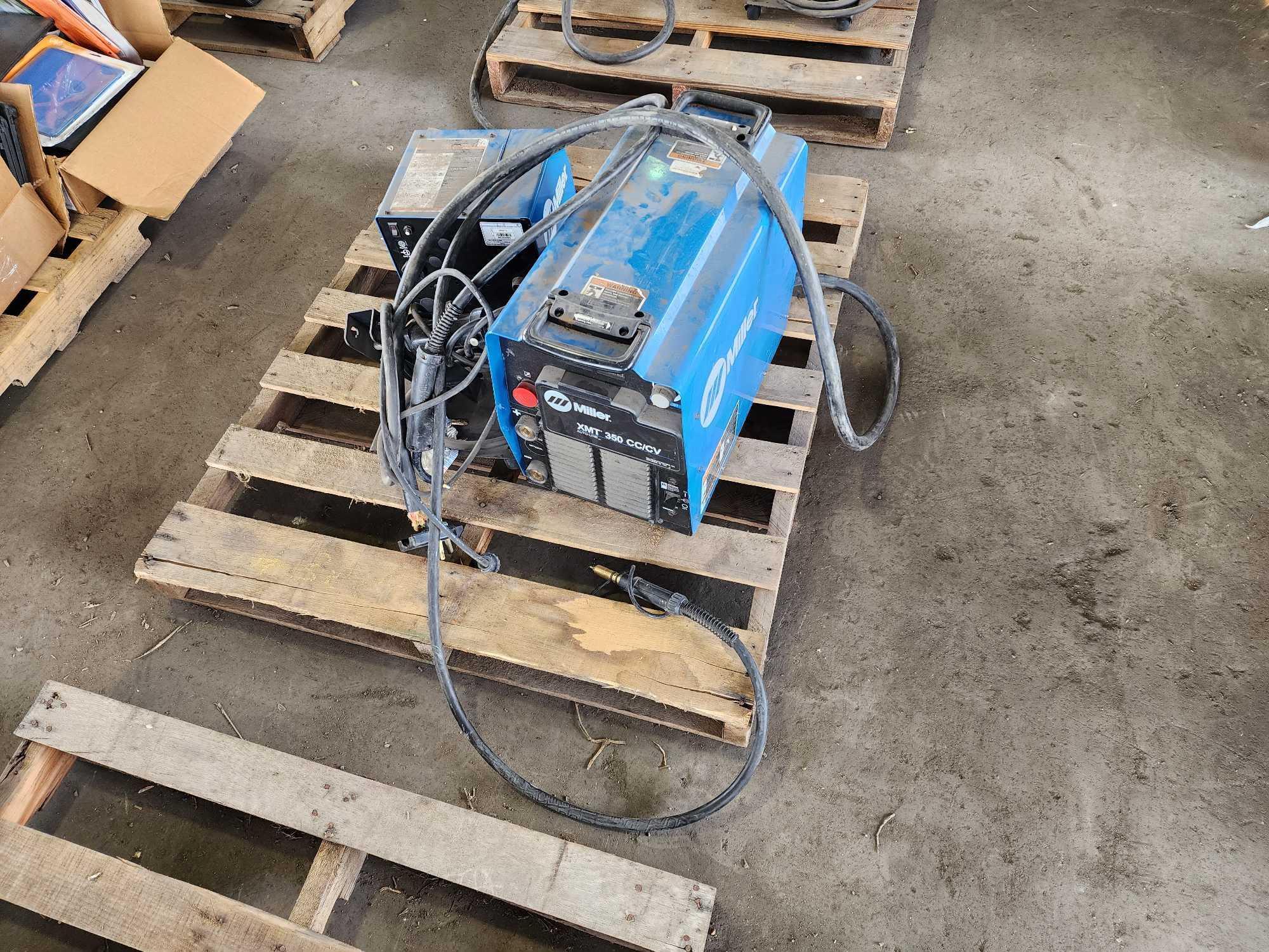 Miller XMT 350 CC/CV Electric Welder, Miller 22A Wire Feeder