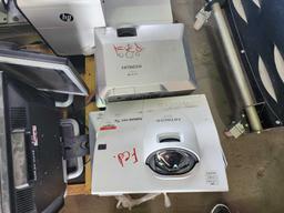 (10) Assorted HP Monitors, Group of Hitachi Projectors, OKI B4600 Printer, HP Printer, Printer