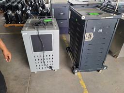 Mitsubishi SE1U Projector, Magnavox DVD Player, (1) Rolling Charge Cart, (1) HP AnthroCorp Rolling C
