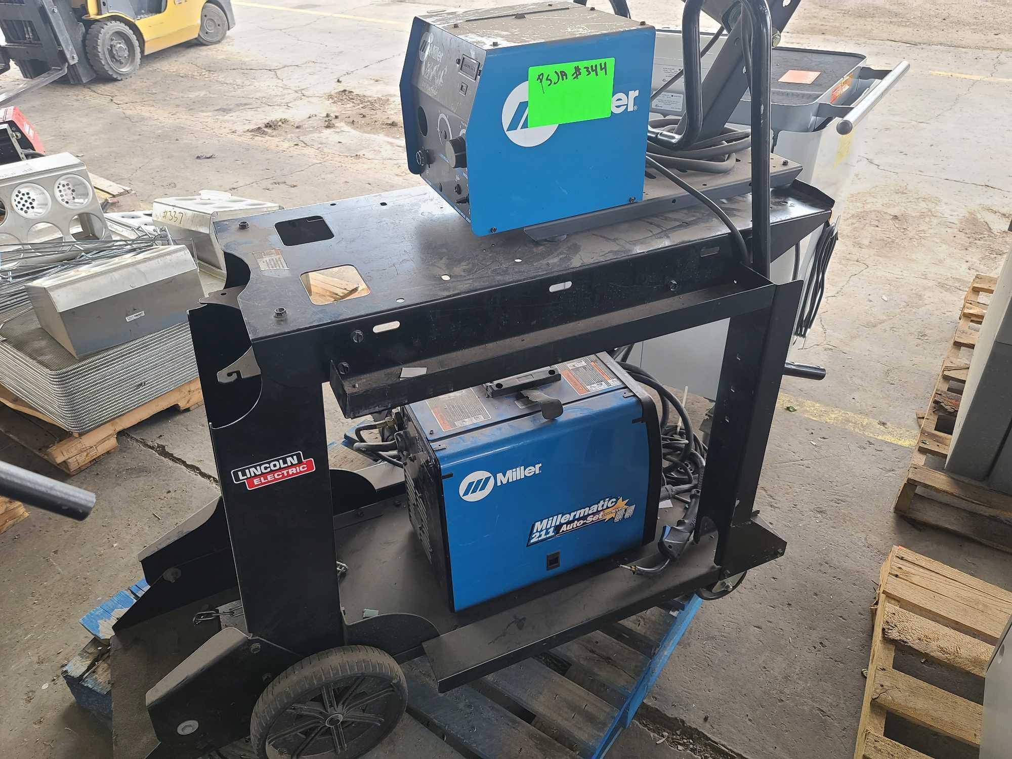 Millermatic 211 Auto-Set w/ MVP Wire Welder, Miller 22A 24V Wire Feeder, Lincoln Electric Cart