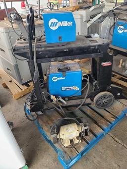 Millermatic 211 Auto-Set w/ MVP Wire Welder, Miller 22A 24V Wire Feeder, Lincoln Electric Cart