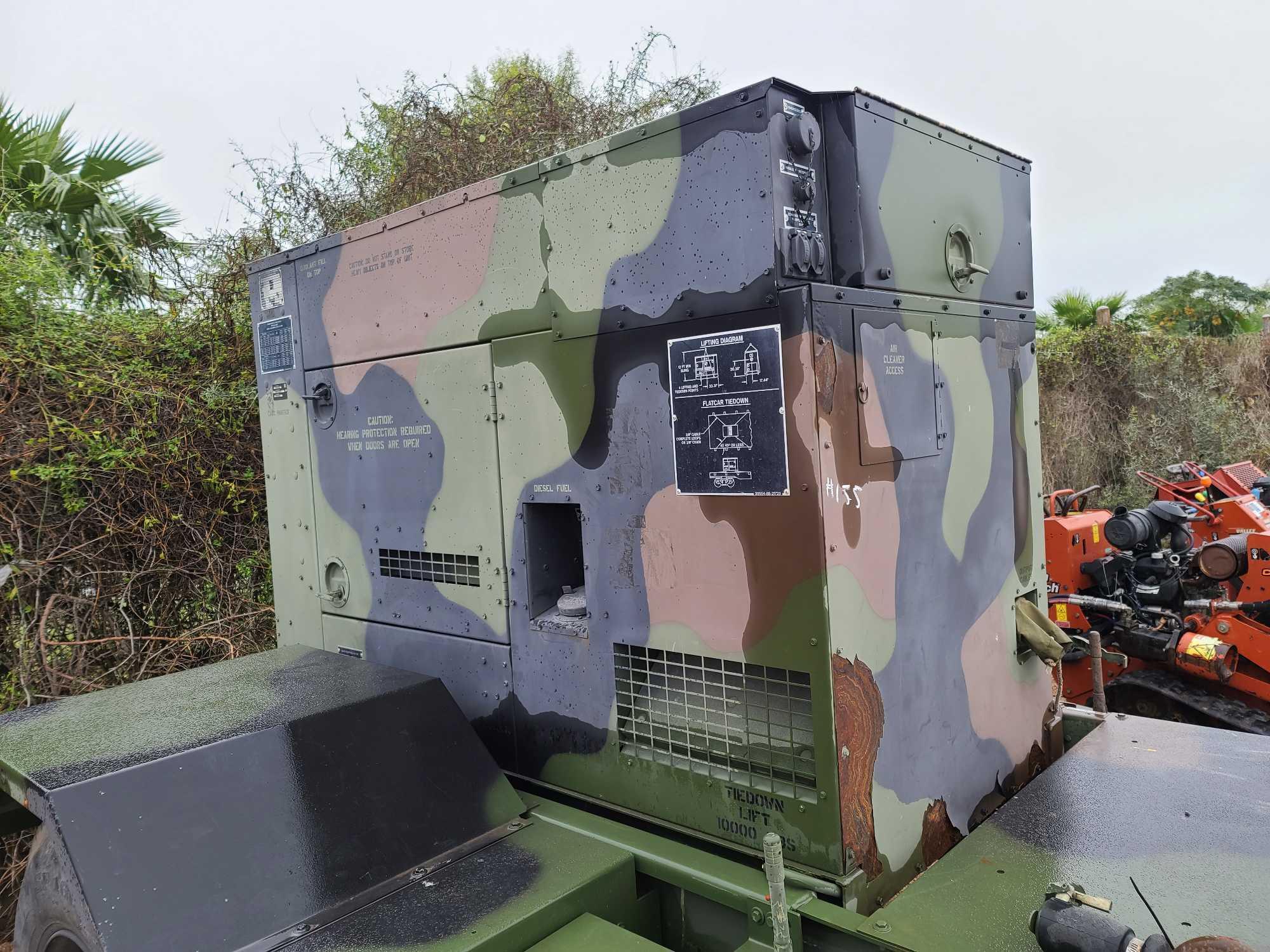 Trailer mounted military tactical quiet diesel 15 KW Generator w/458 hrs.