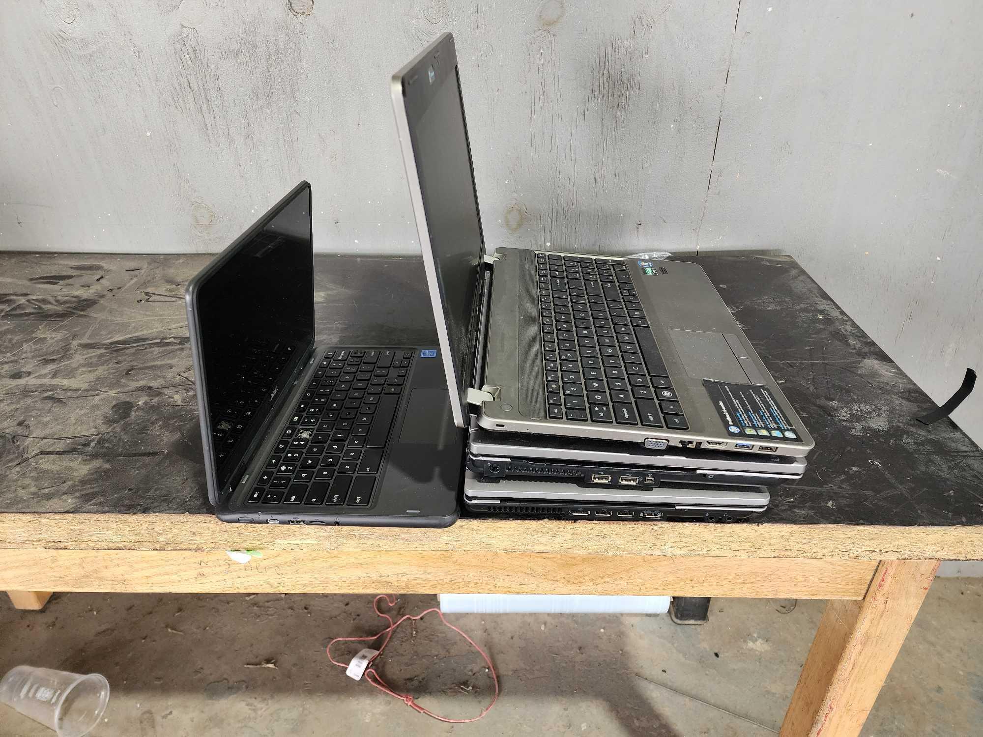 (1) Dell Laptop, (3) HP Probook Laptops