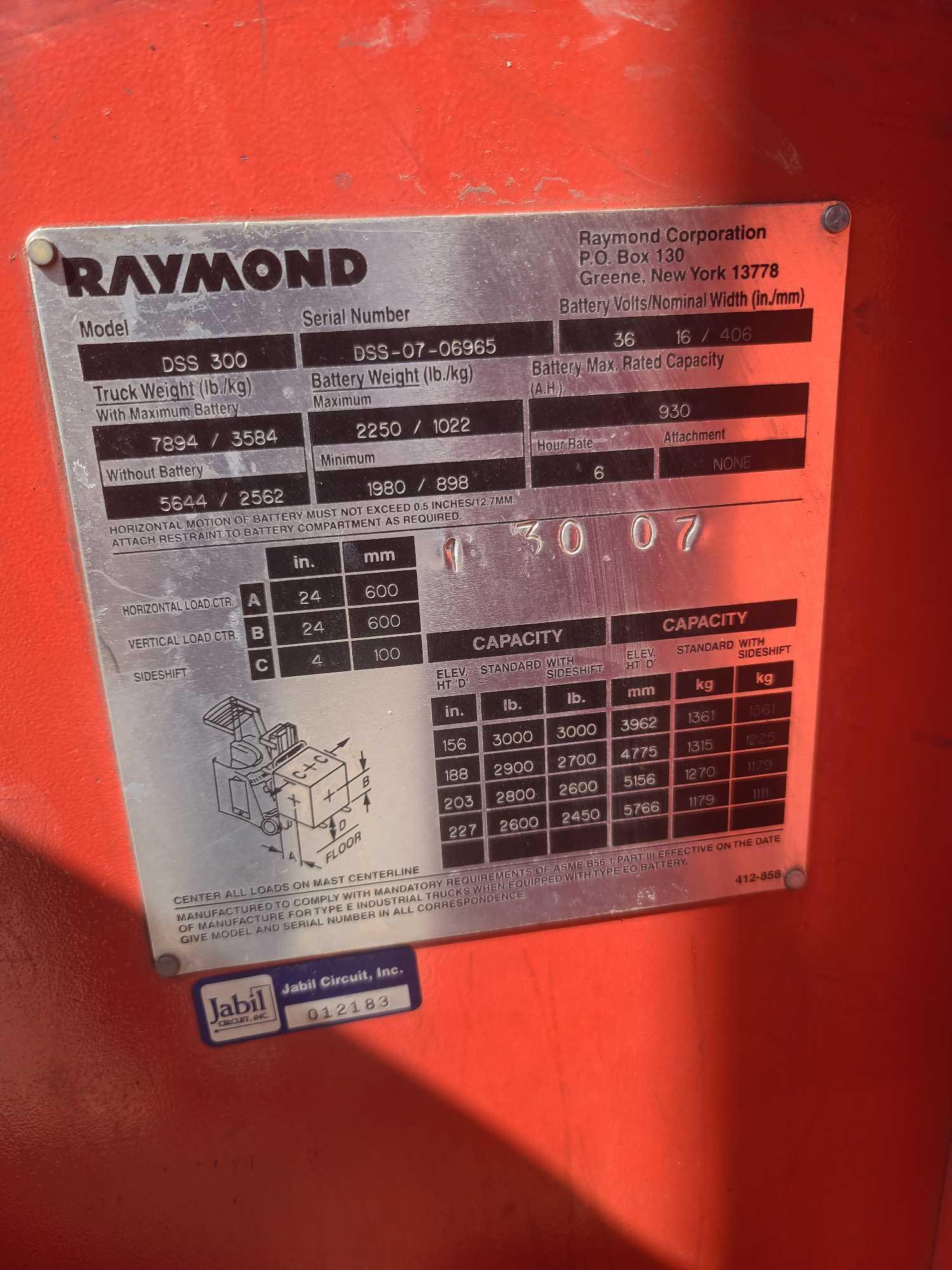 Raymond 3000# DSS 300 Forklift w/(2) Batteries