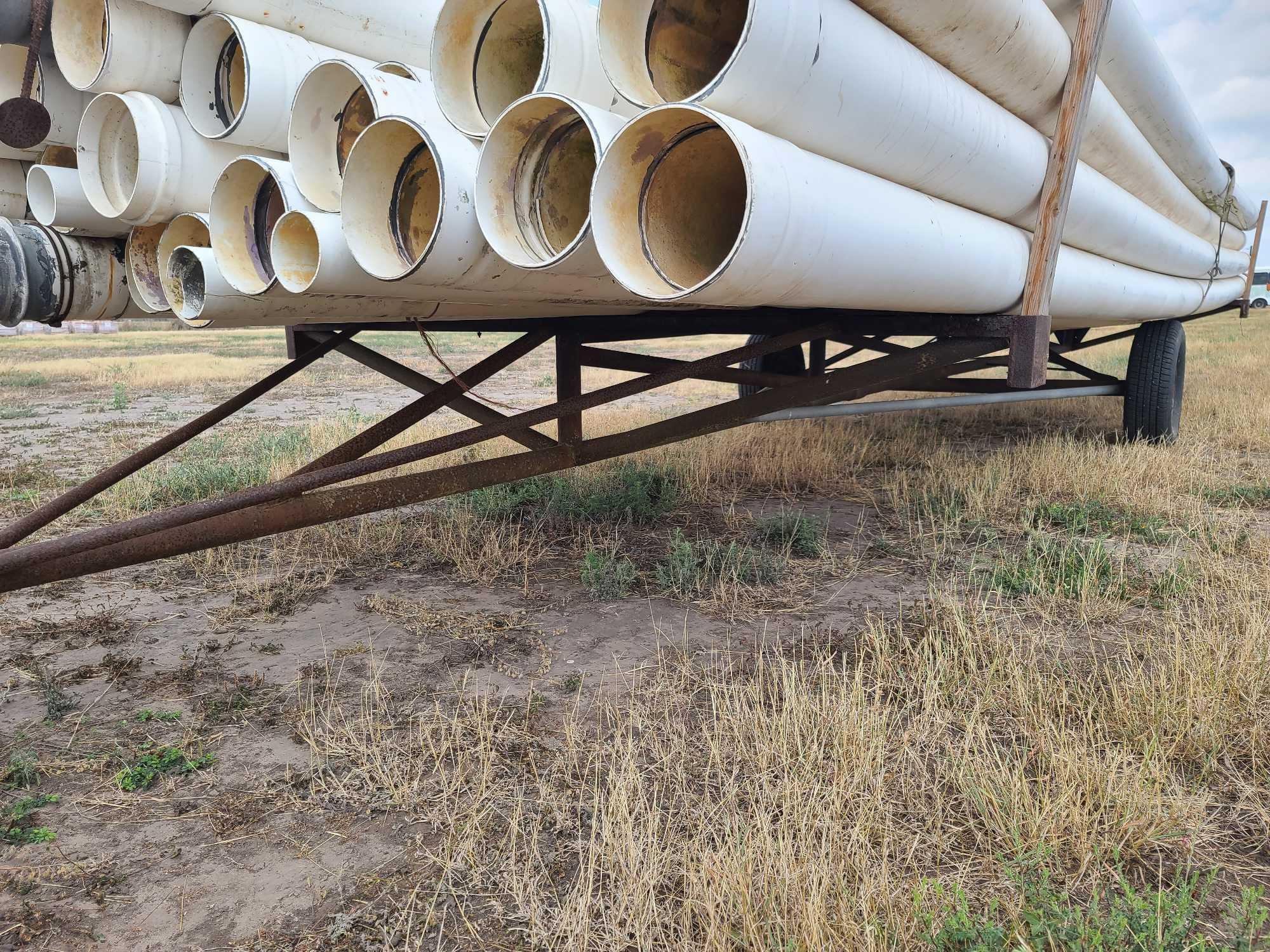 Group of PVC Irrigation Pipes on Trailer