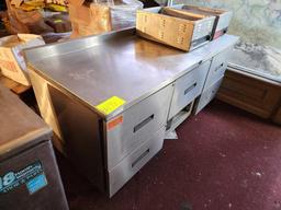 Stainless Steel Sandwich Prep Table w/ 6 Cabinets, APW Countertop Warmer