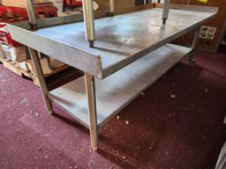 (2) 2 Tier Stainless Steel Commercial Tables (Different Sizes)