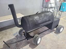 Custom made BBQ Pit on wheels with Pull Handle