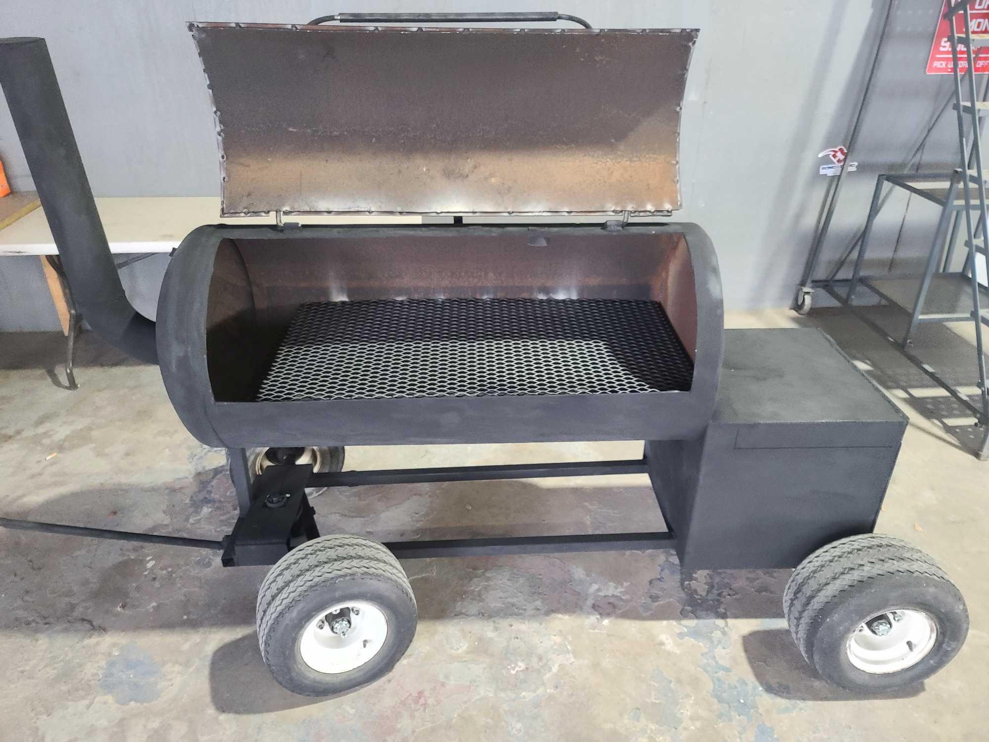 Custom made BBQ Pit on wheels with Pull Handle