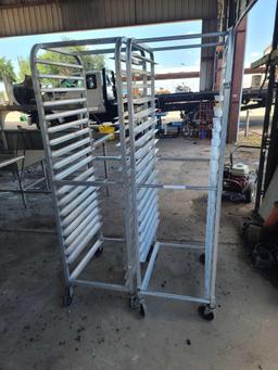 (2) Metal Commercial Pan Transport Racks