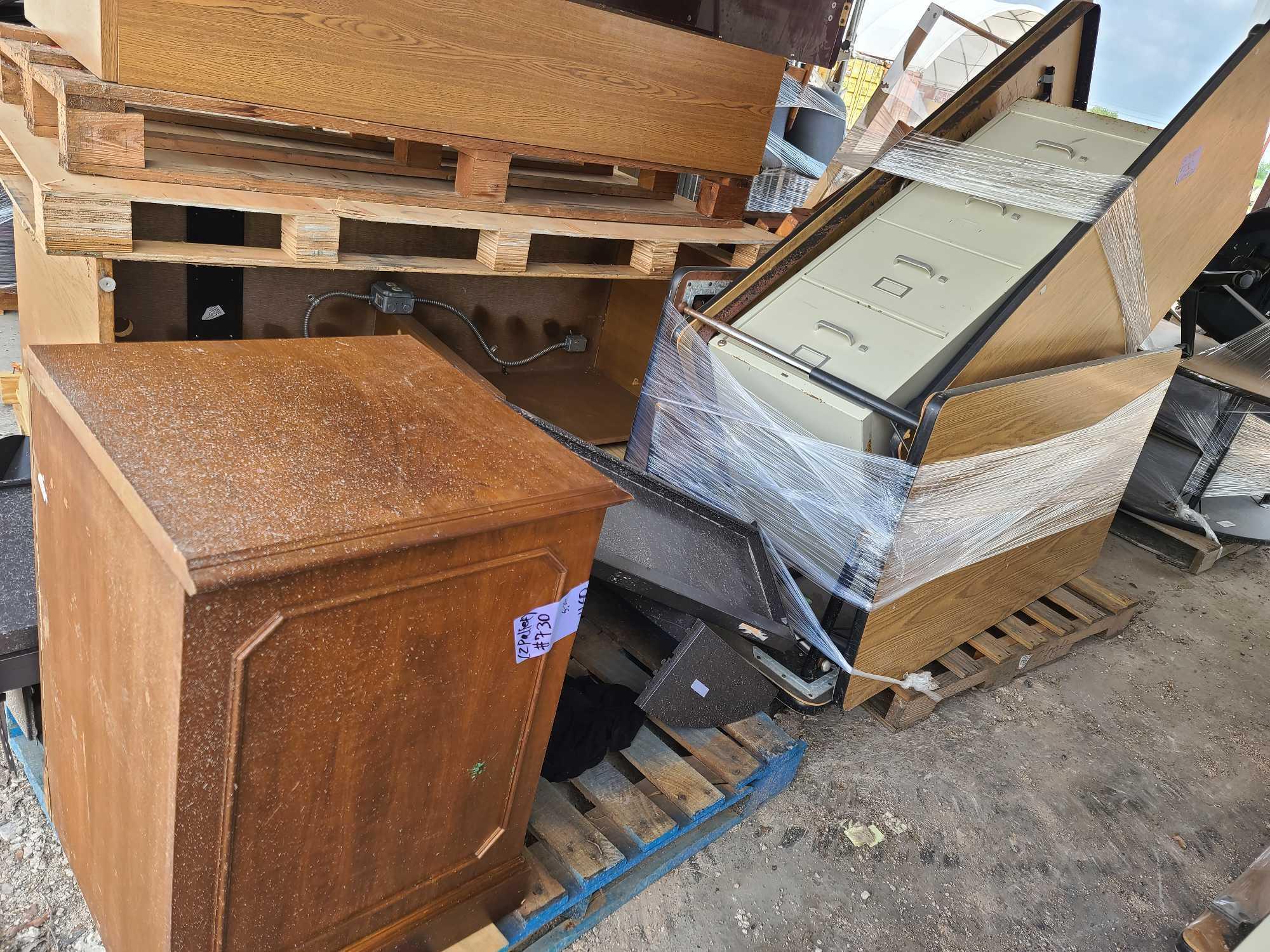 Group of Rectangular Tables, File Cabinet, Wooden Cabinet