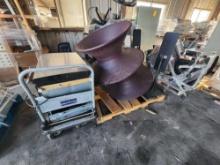 (2) Spun Lounge Chairs, ULine Handi-Mover Cart, Group of Rolling Chairs
