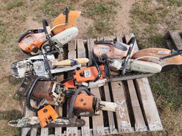 Pallet of STIHL Concrete Saws and Chainsaws