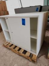 (2) White 2-Door Storage Cabinets