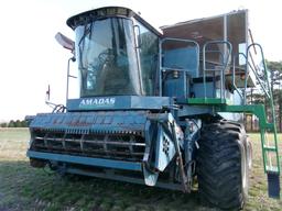 AMADAS 9900 6 ROW PEANUT COMBINE, CAB, JD ENG, MUD HOG, SELLS WITH 6525 HEADER AND CART, 4116 ENG HR