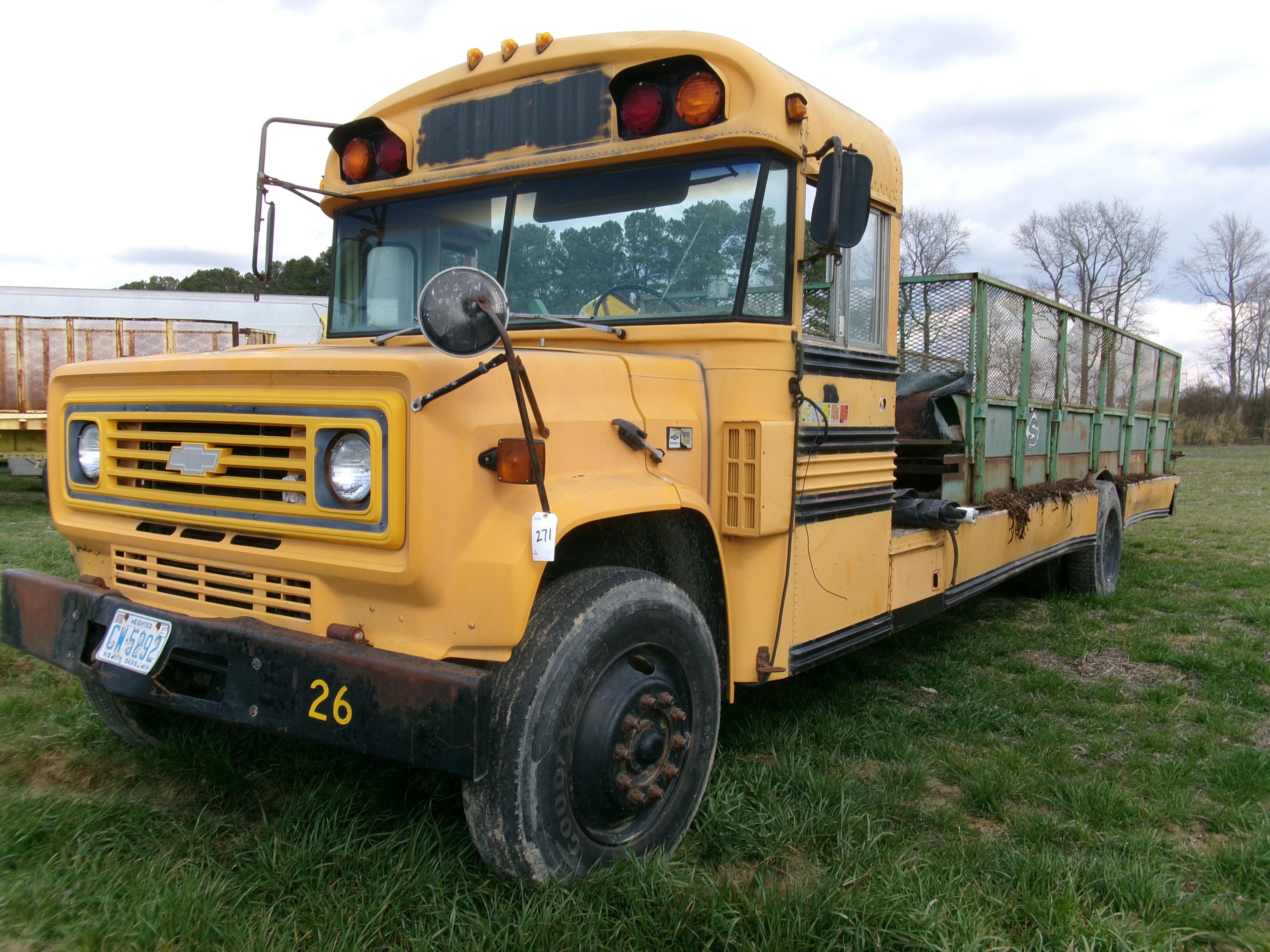 1990 CHEVY BUS, DSL, AUTO TRANS, AIR BRAKES, WITH 24’ SHEPPARD BODY