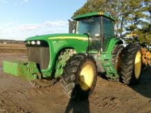 JD 8420 DSL, CAB, POWERSHIFT TRANS, MFWD, DUALS, 4 REMOTES, QUICK HITCH, WEIGHTS, 11,462 HRS, SN:002