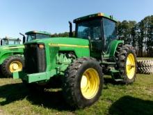 JD 8200 DSL, CAB, POWERSHIFT TRANS, MFWD, DUALS, 5 REMOTES, QUICK HITCH, 13,145 HRS, SN: 001829