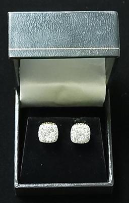 1.00CTW Diamond Cluster Earrings  14k