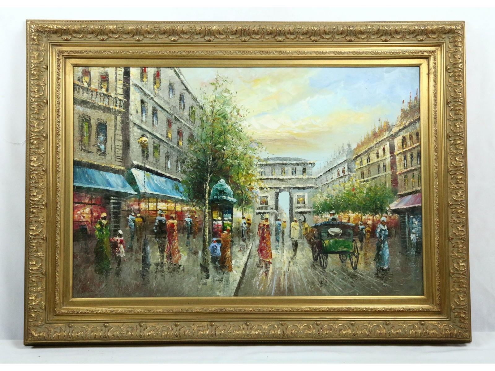 2 Framed Oil Paintings of Paris Street Scenes