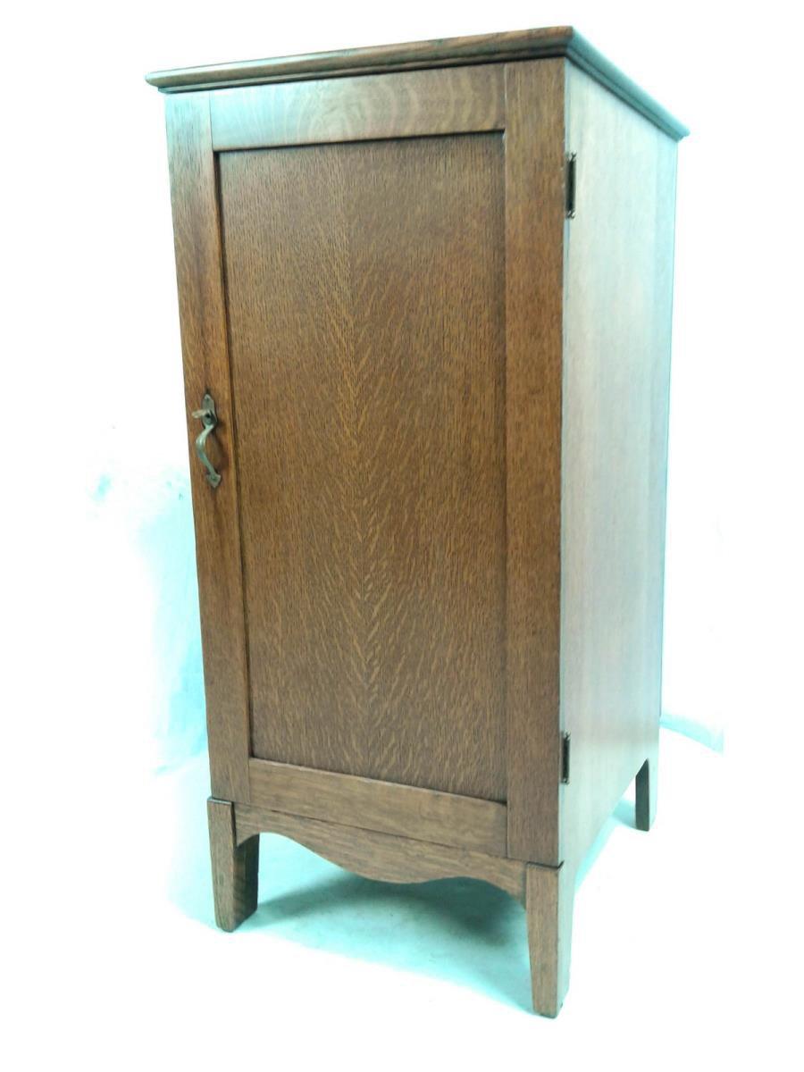 Early Oak Cylinder Record Cabinet-Single Door