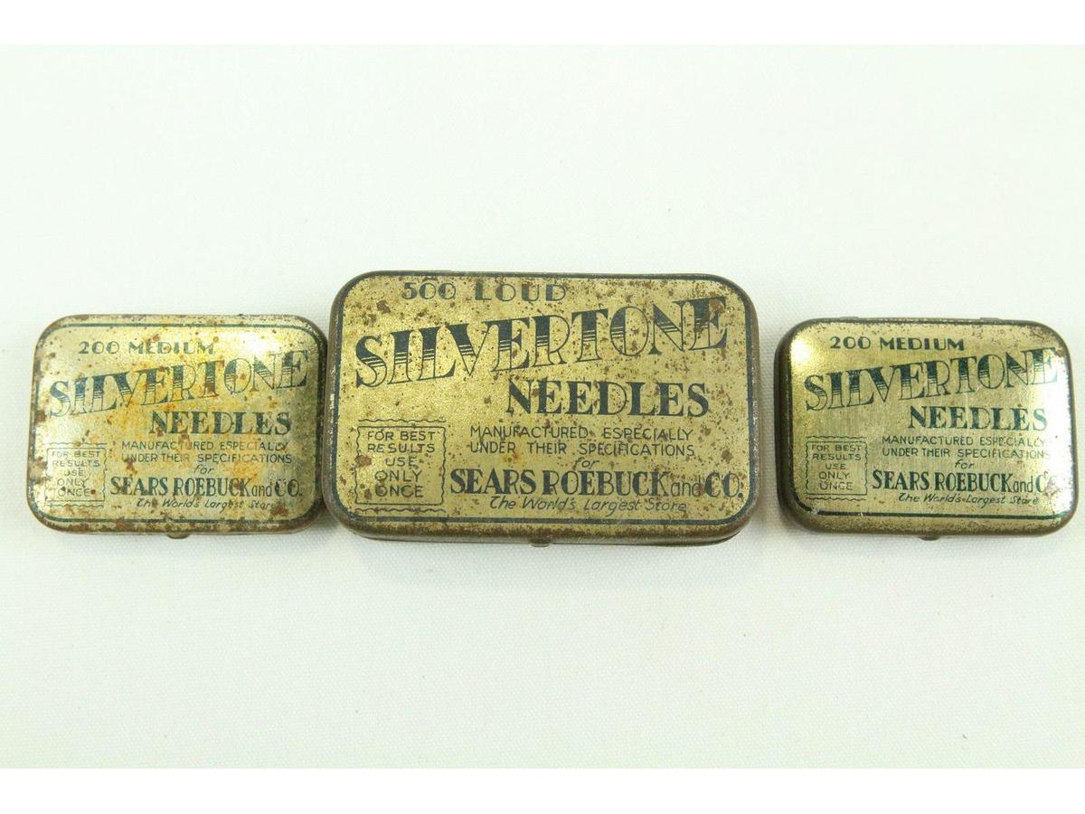 3-Piece Lot of Sears Silvertone Needle Tins