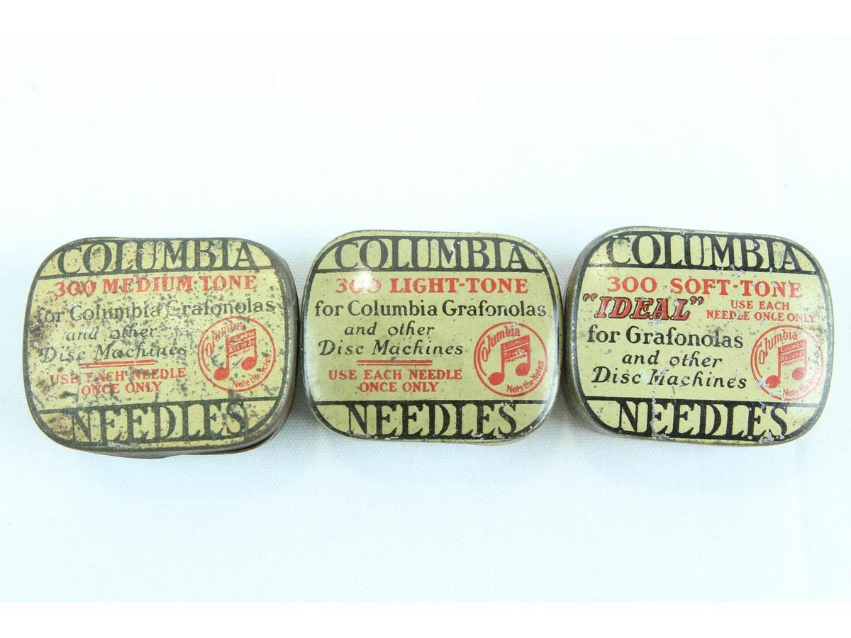 3-Piece Lot of Columbia Needle Tins