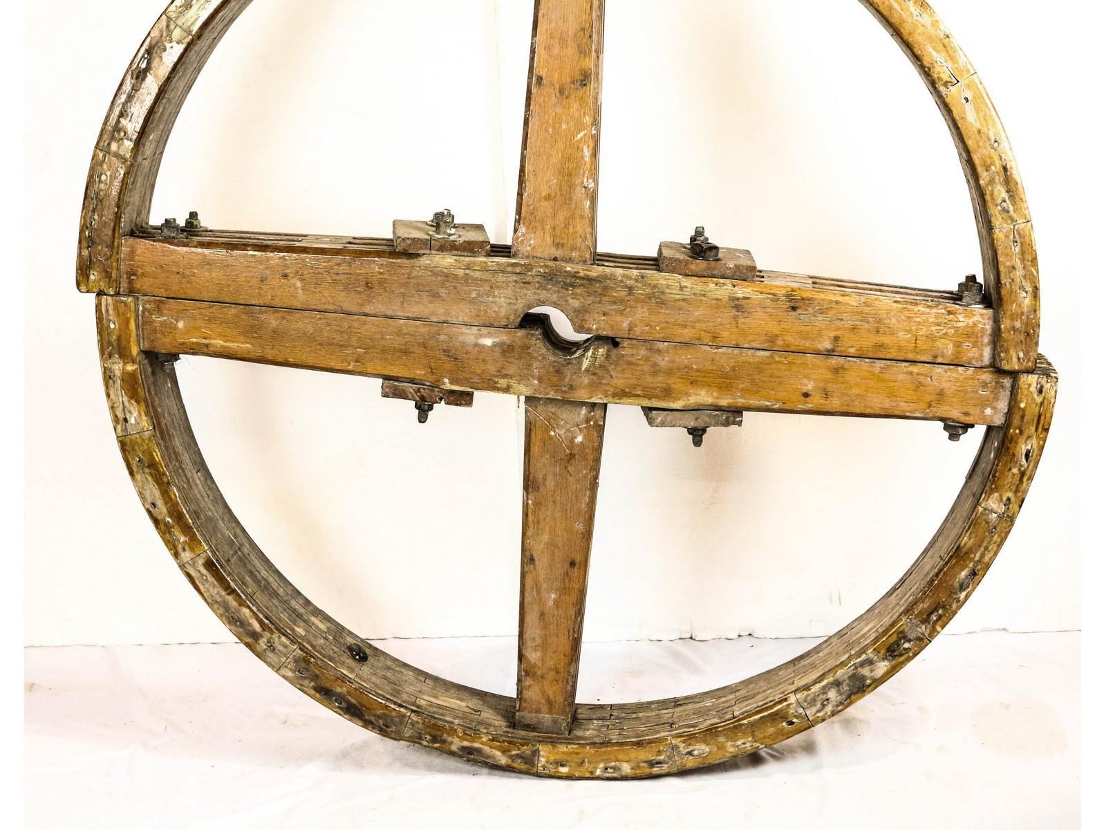 Industrial Wooden Belt Wheel Antique