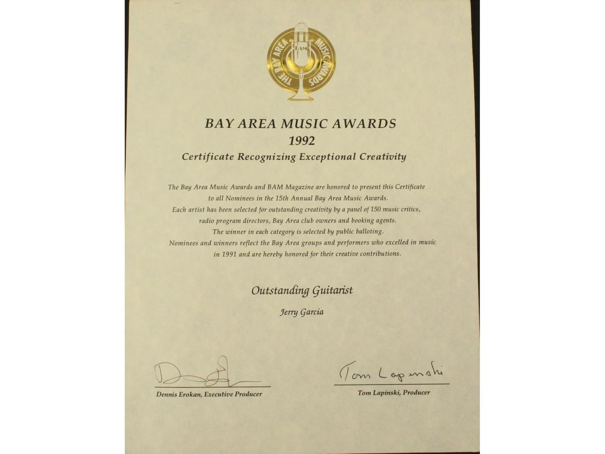 Jerry Garcia Bay Area Music Award 1992