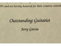 Jerry Garcia Bay Area Music Award 1992