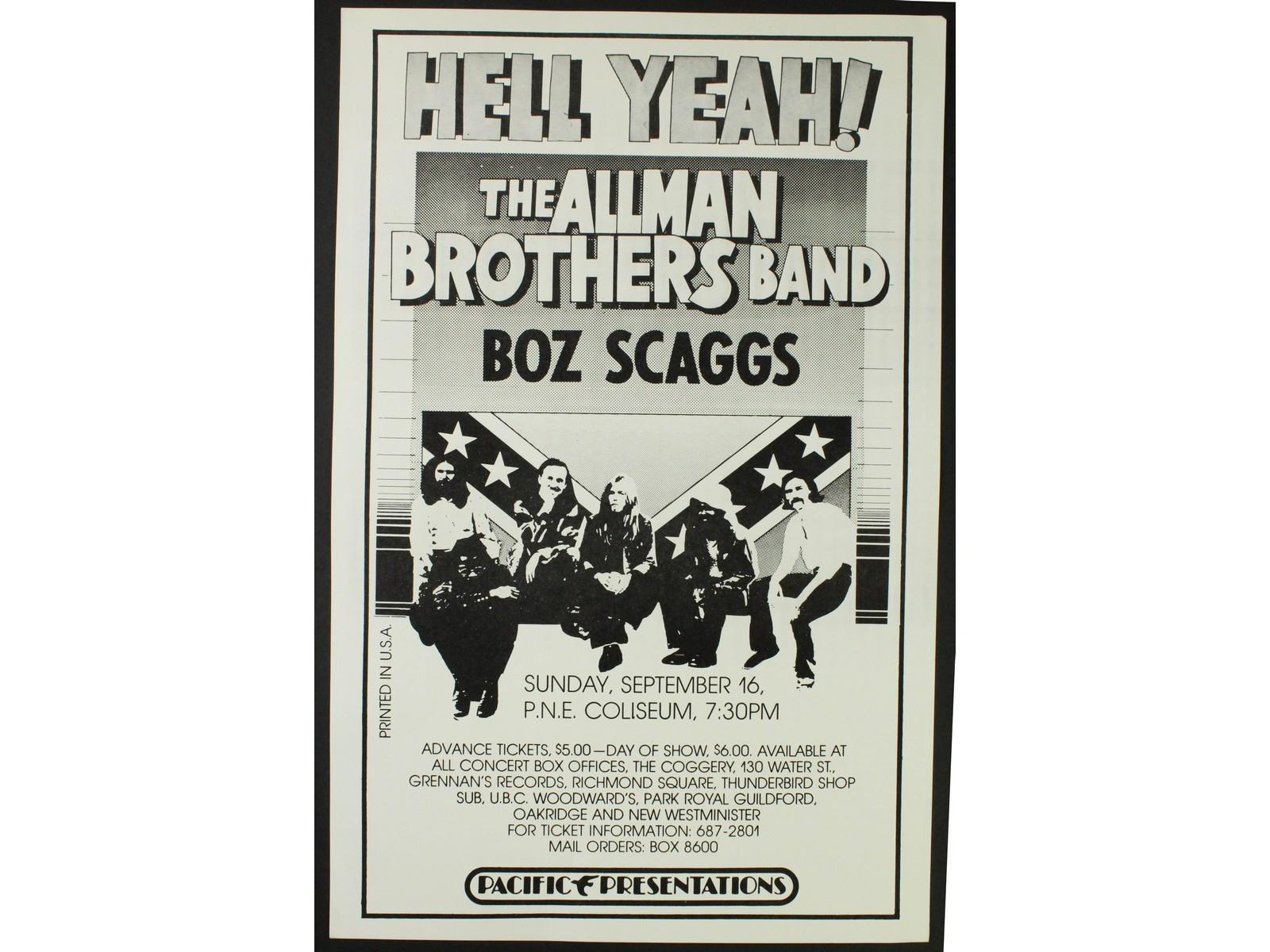 Allman Brothers Boz Scaggs Poster 1973