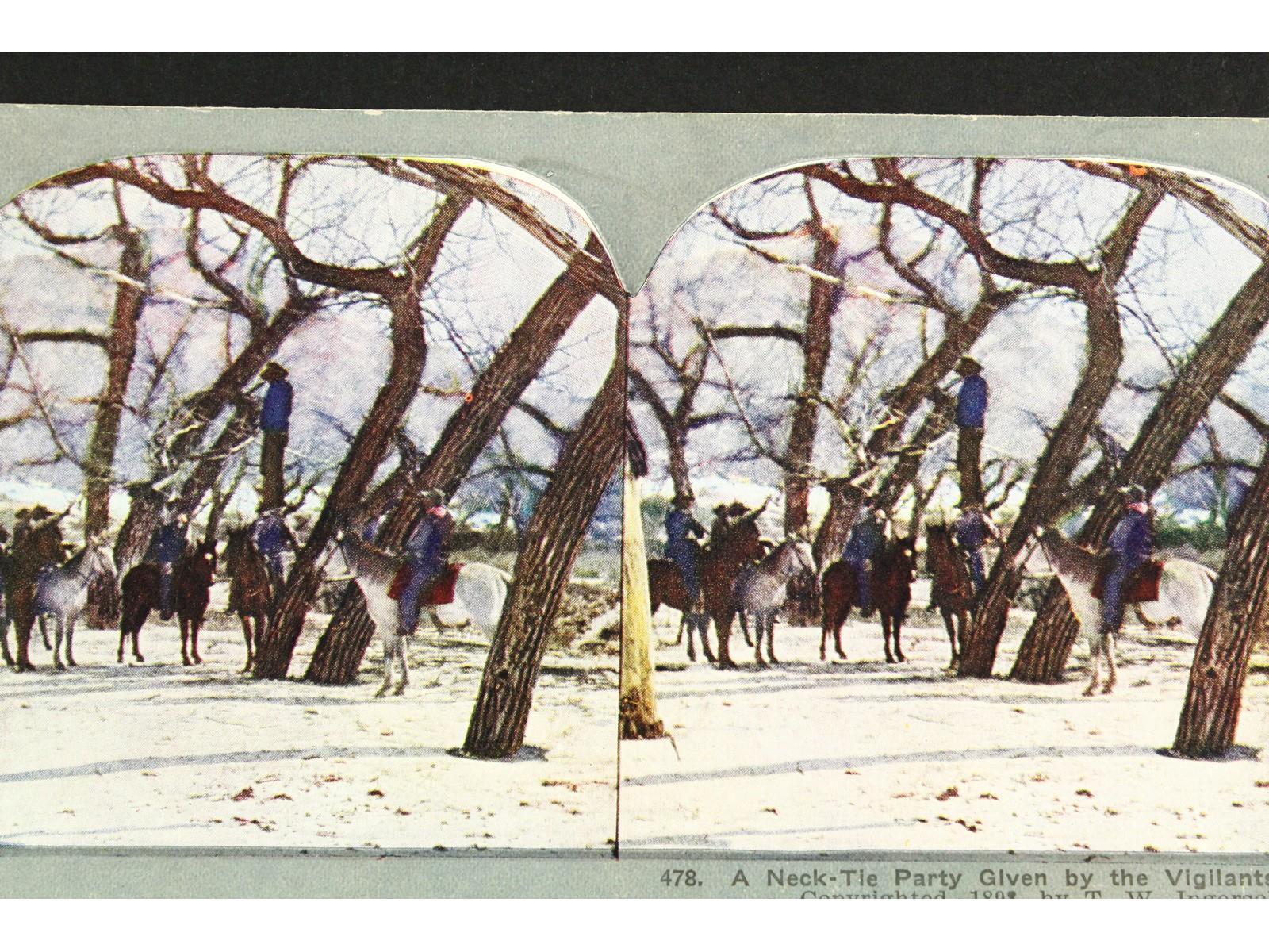 Stereo View Card Necktie Party Hanging