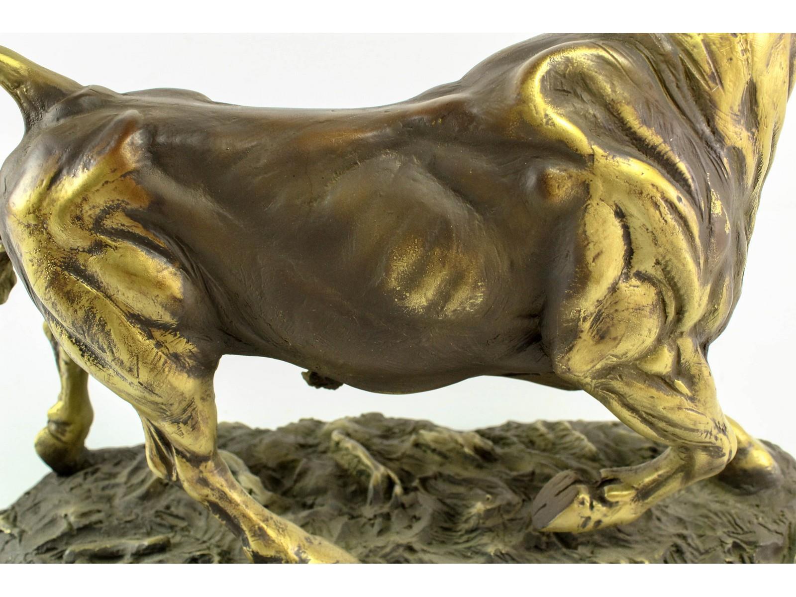 Bull Statue Gold Plaster 14"