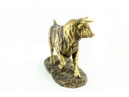 Bull Statue Gold Plaster 14"