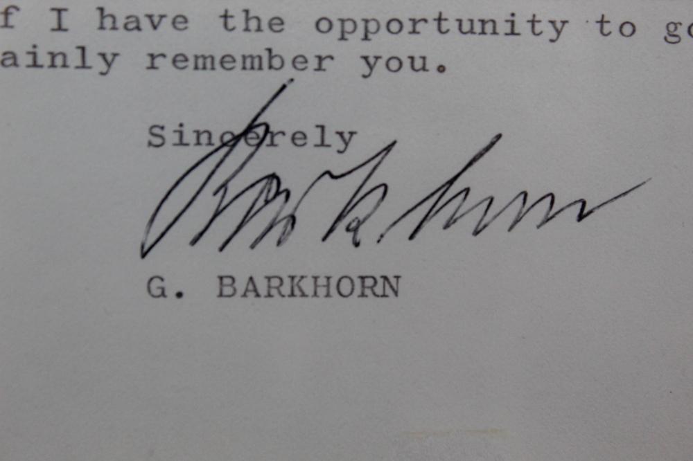 WWII Nazi Luftwaffe Gerd Barkhorn Signed Letter