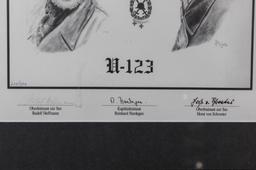 WWII Nazi Autographed Print Officers U-123