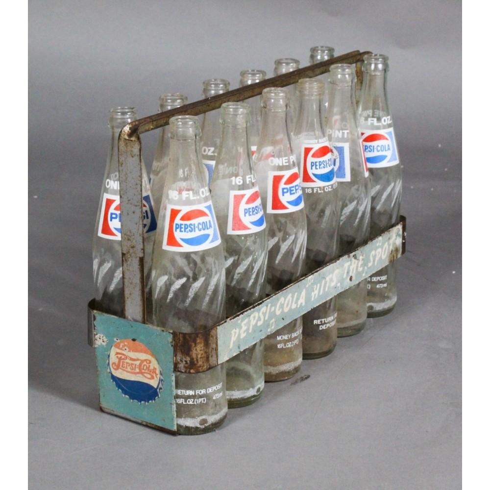 Pepsi Cola Bottles in Holder (12)