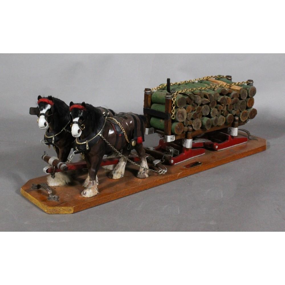 Wood Model of a Horse Drawn Logging Sled