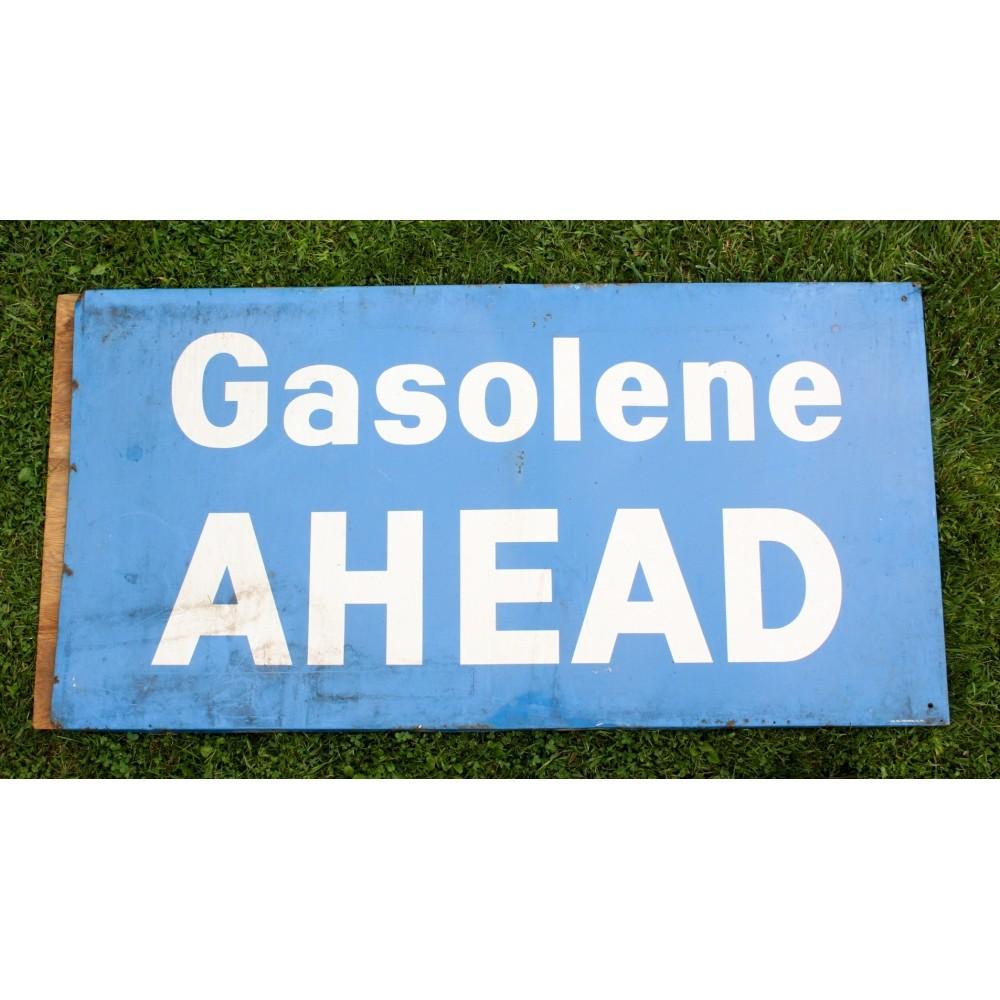 "Gasolene Ahead" Large Gas Station Tin Sign