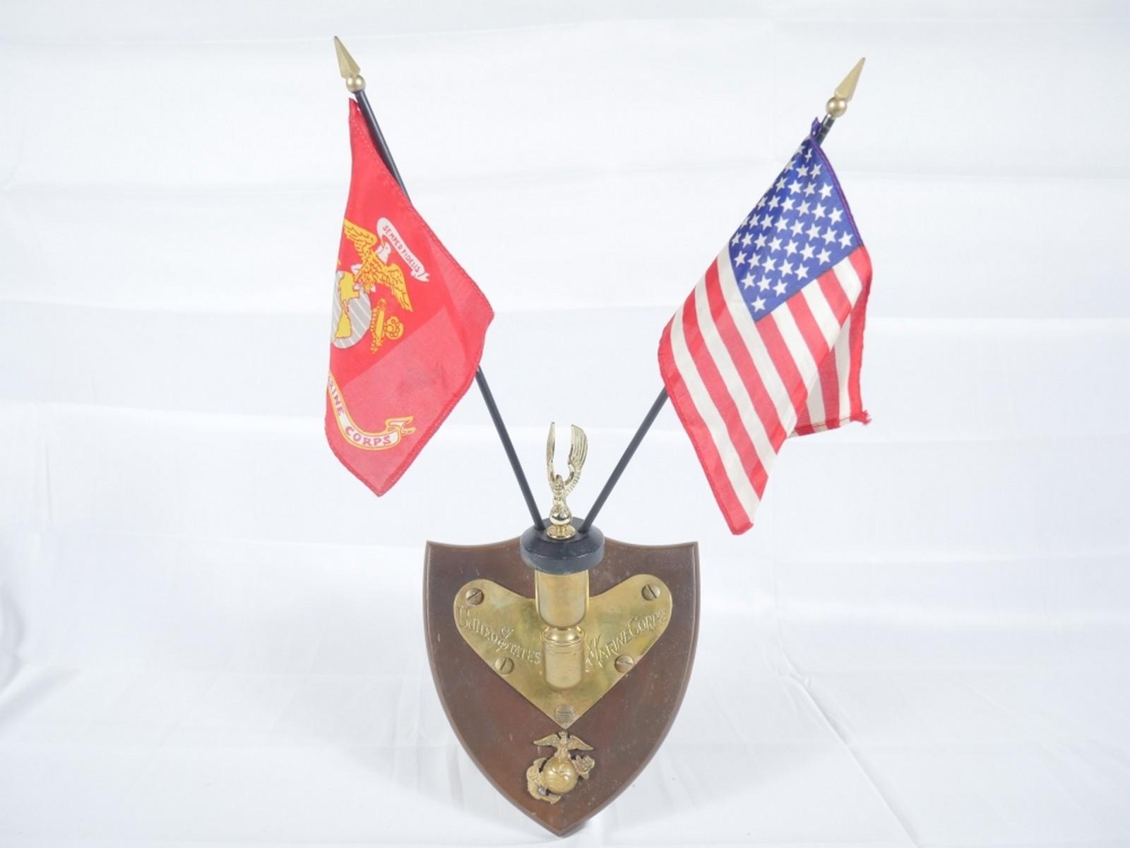 WWII Marine Corps Service Plaque w/ Flags