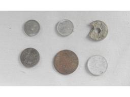 Iwo Jima & Okinawa Japanese & Chinese Coins (6)