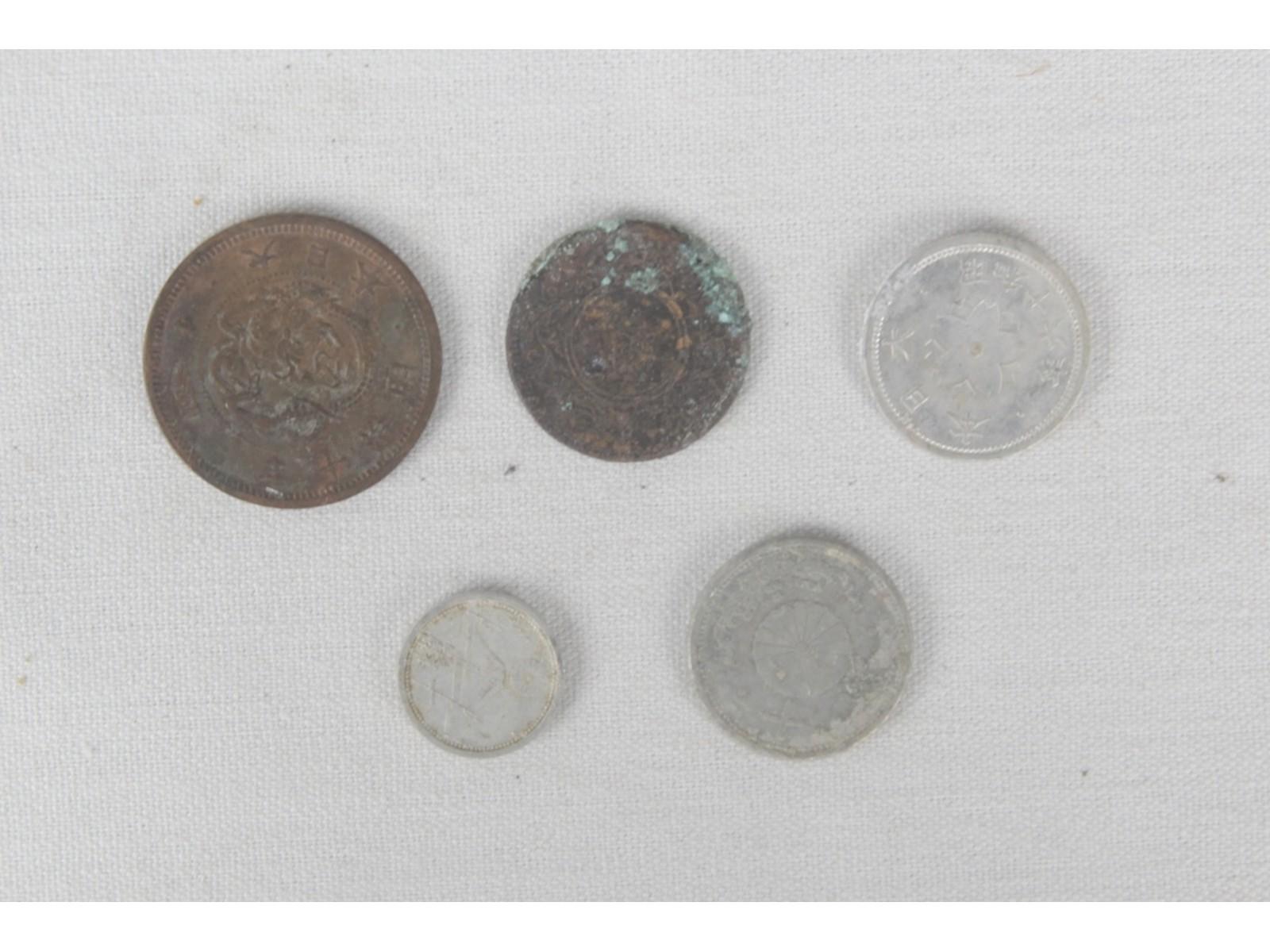 Iwo Jima & Okinawa Japanese & Chinese Coins (5)