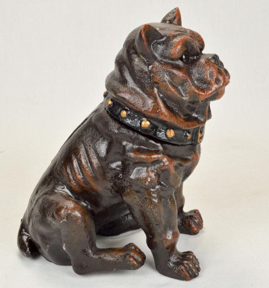 Large Cast Iron Bull Dog Bank