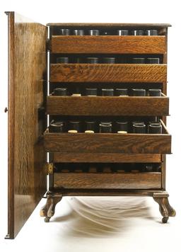 Oak Five Drawer Cylinder Record Cabinet